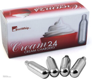 whipped cream chargers, cannisters of nitrous called whippets and abused as a drug