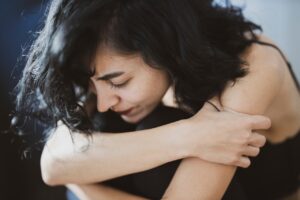 Woman suffering from addiction.