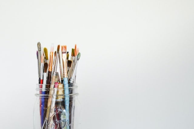 paint brushes and white background