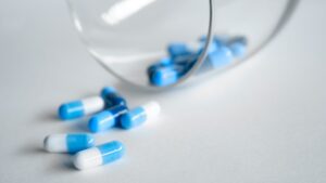Pills that fell out of a glass