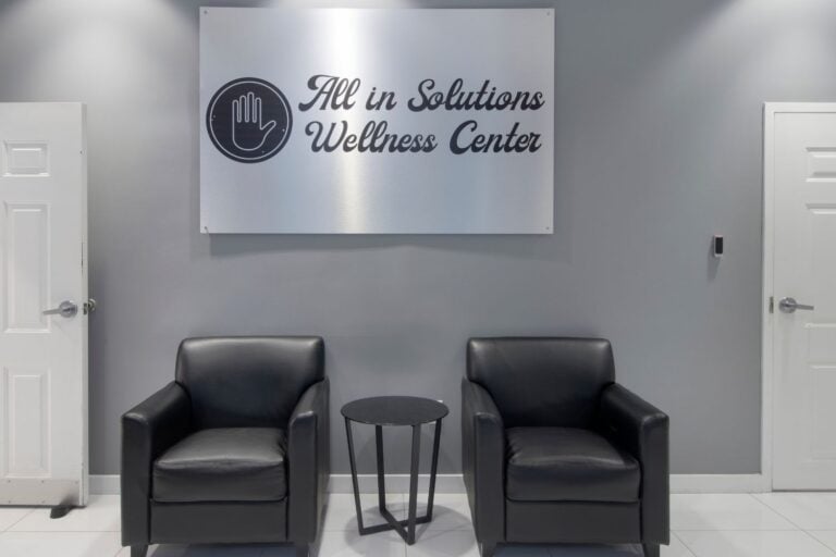 foyer with sign, all in solutions wellness center, west palm beach, FL